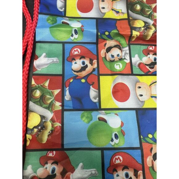 Super Mario Brothers String Backpack Red And Black drawstring closure{F} - Picture 7 of 11